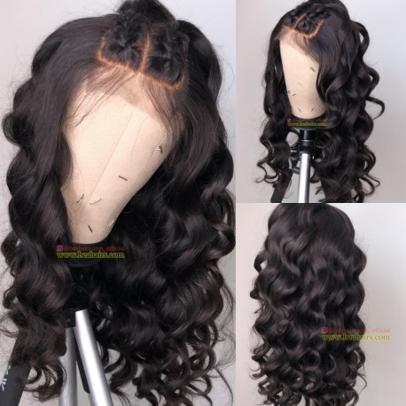 Pre-plucked Brazilian virgin Ocean Wave 360 frontal lace full wig-[BW666]