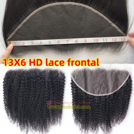 【Ready ship】brazilian virgin kinky curl 13*6 HD lace frontal--BB44