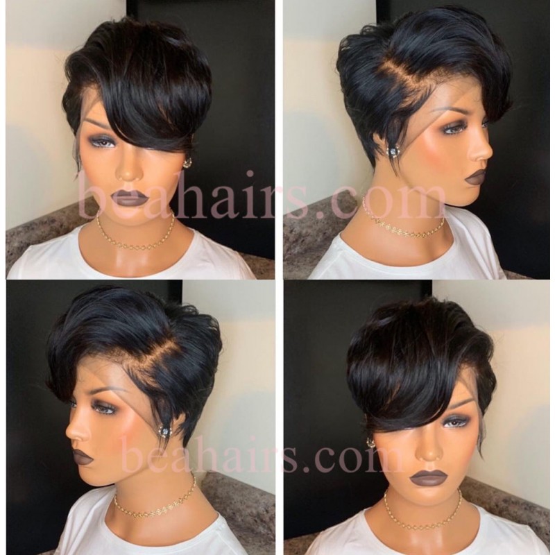 6 inch lace parting short pixie cut wig 